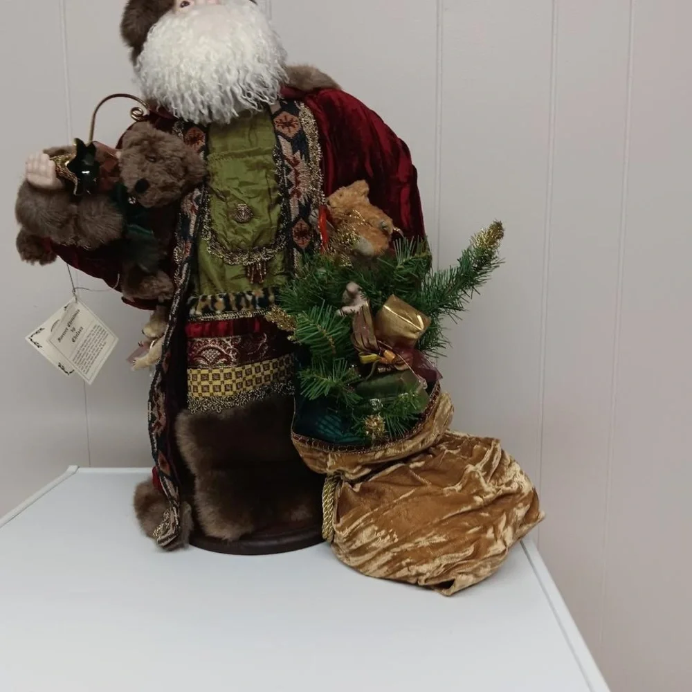 Holiday Santa Figure in Red and Green Velvet